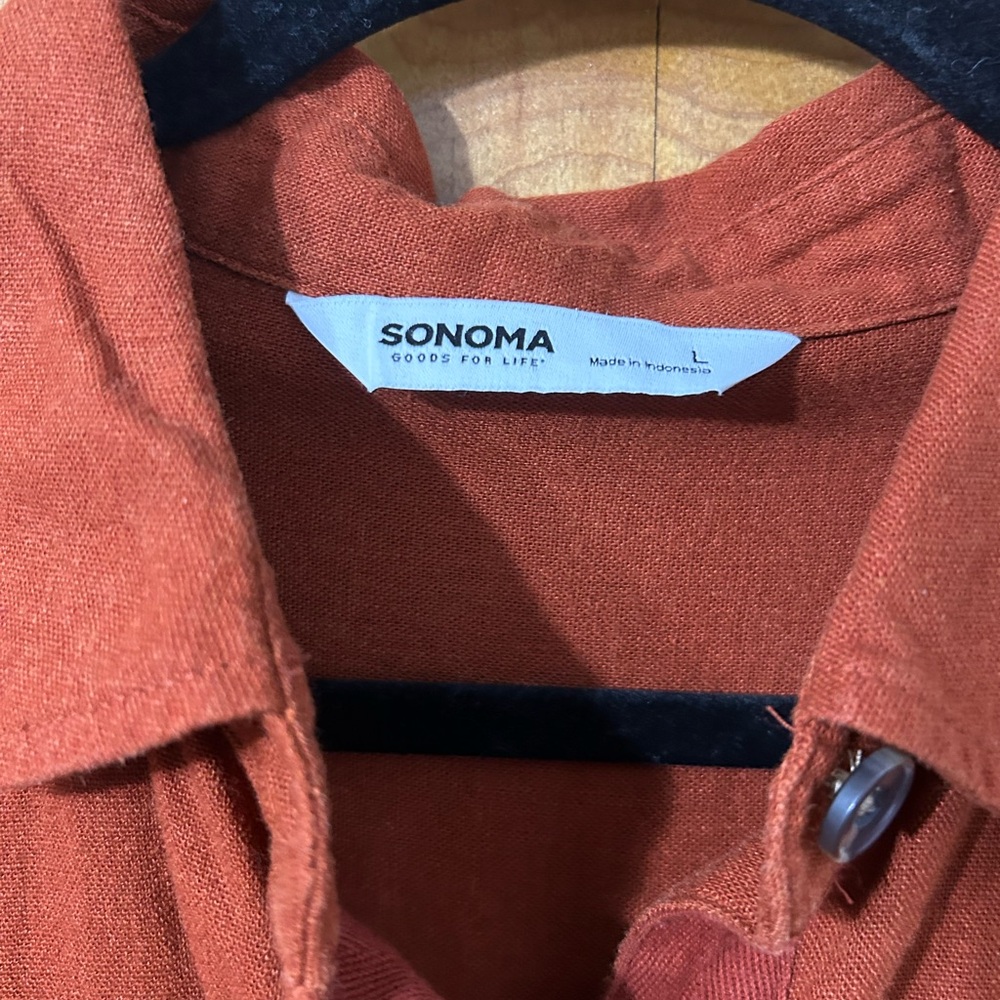 Sonoma Rust Button-Front Midi Shirt Dress - Picture 3 of 5